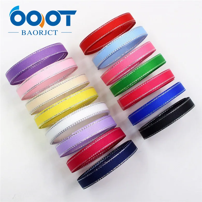 15 each one yards OOOT BAORJCT I-19316-565 10 мм 10 ярдов Серебряный двусторонний grosgrain ленты, DIY лук кепки аксессуары и украшения - Цвет: 15 each one yards