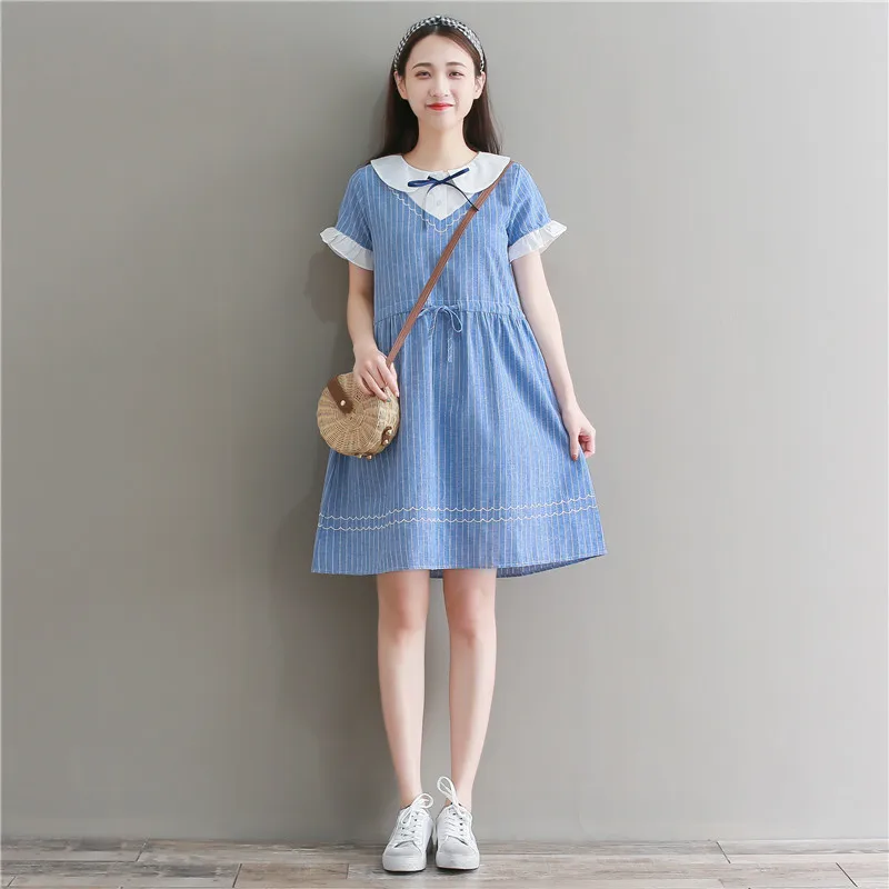 2019 Fashion Women Girls Retro Dress Summer Casual Striped Dresses Short Sleeve Mini Sundress Elegant Vestidos Clothes | Женская одежда
