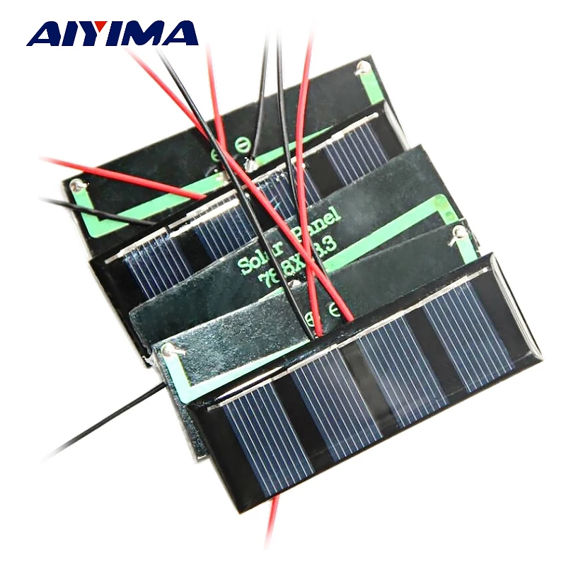 AIYIMA 5 шт. поликристаллических солнечных панелей 2 В 0 Вт кремния батарей для DIY