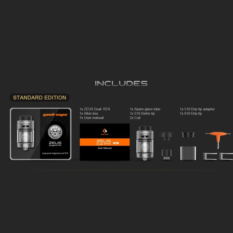 Оригинальная электронная сигарета Geekvape Zeus Dual RTA Tank 4 мл атомайзер с поддержкой