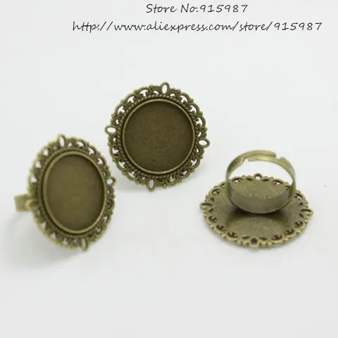 

Sweet Bell (10 pieces/lot) Antique Bronze Alloy Adjustable Ring Bases Blanks 30mm (Fit 20mm Dia) Cabochon Rings Settings 8C1353