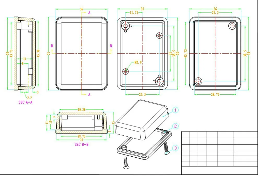 Пластиковый корпус abs project box (50 шт.) 51*36*15 мм чехол для переключателя пластиковый