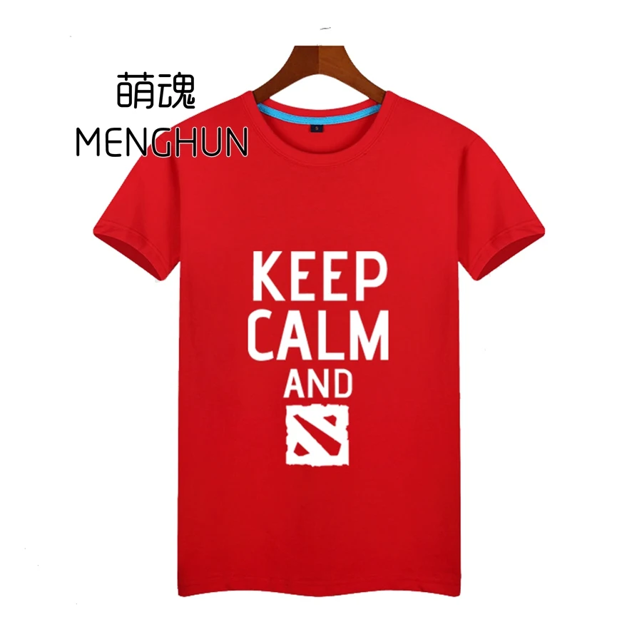 Популярные игровые футболки хлопковые для любителей игры Keep calm and play Dota2 мужские |