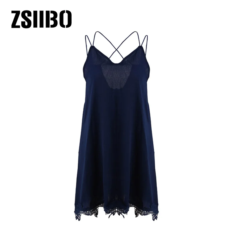 2019 summer simple dress strap lace female chiffon clothes comfortable loose pajamas sexy waist temperament irregular | Женская одежда