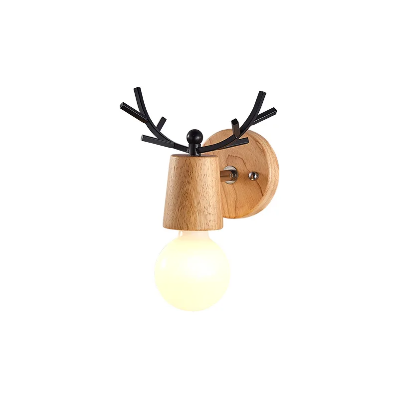 Nordic LED Wall Lights Colorful Cartoon Deer Antlers Reading Sconce Living Room Bedroom Solid Wood Makaron Elk Lamp | Освещение