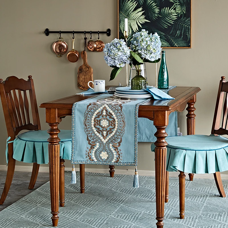 Вышитый хлопковый льняной столовый стол для телевизора обеденный дома отеля