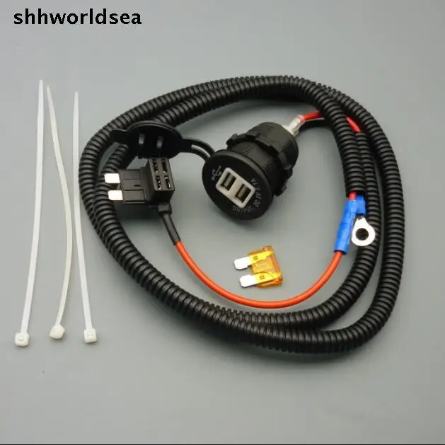 shhworldsea 1/5/50set 5V 3.1A out put mid fuse Car Cigarette Lighter USB Charger Wiring Harness Socket | Автомобили и мотоциклы