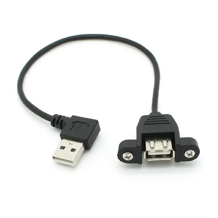 

CYDZ 20cm 90 Degree Right Angled USB 2.0 A Male Connector to Female Extension Cable With Panel Mount Hole