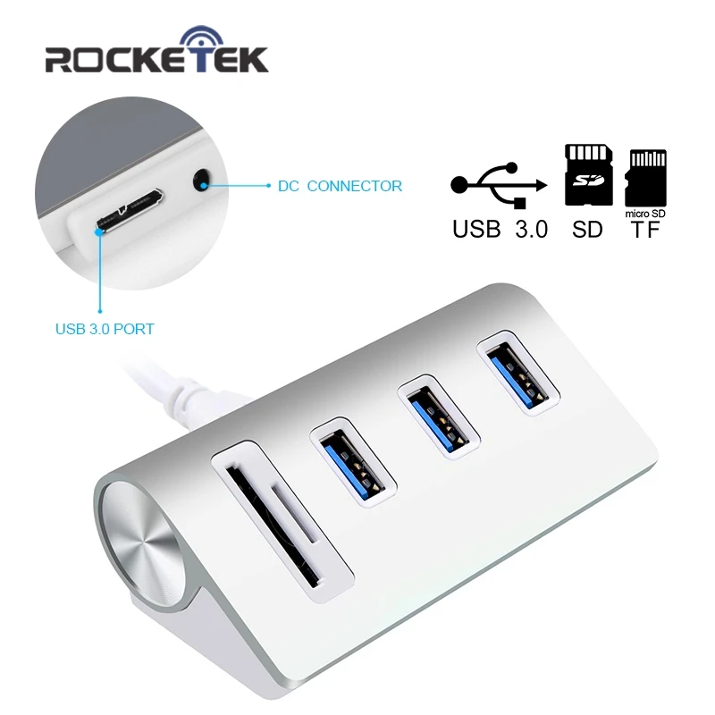 ROCKETEK Мульти USB 3 0 концентратор порта адаптер сплиттер интерфейс питания SD/TF
