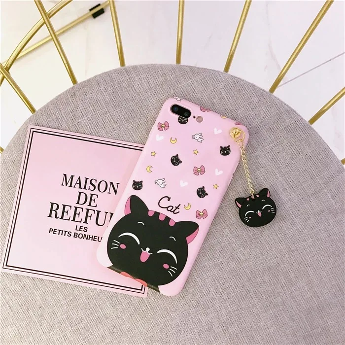 Cute Carton Cat Cases For Oppo F5 F7 Mobile Phone Full Back Covers With Pendant Soft Tpu Case A73 F1S Fundas |