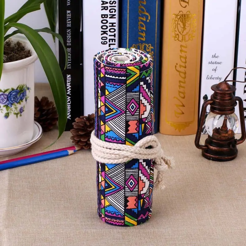 32/48/72 Hole Canvas Wrap Roll Up Pencil Case Pen Cosmetic Bag Holder Storage Pouch | Дом и сад