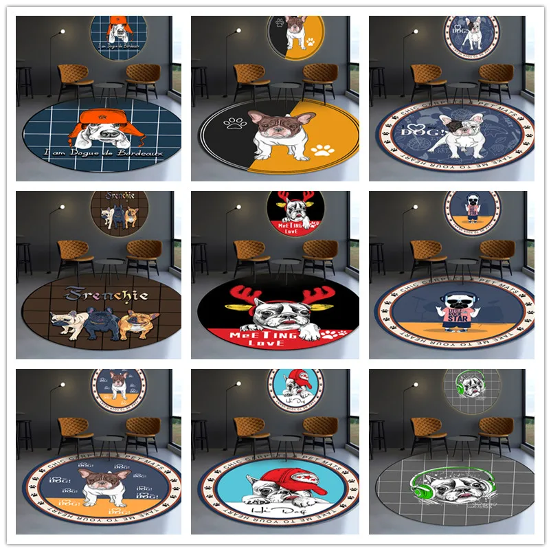 

Круглый 3D-коврик для спальни в скандинавском стиле серии Pet Dog, мягкий фланелевый коврик для ванной, Противоскользящие коврики, Придверный к...
