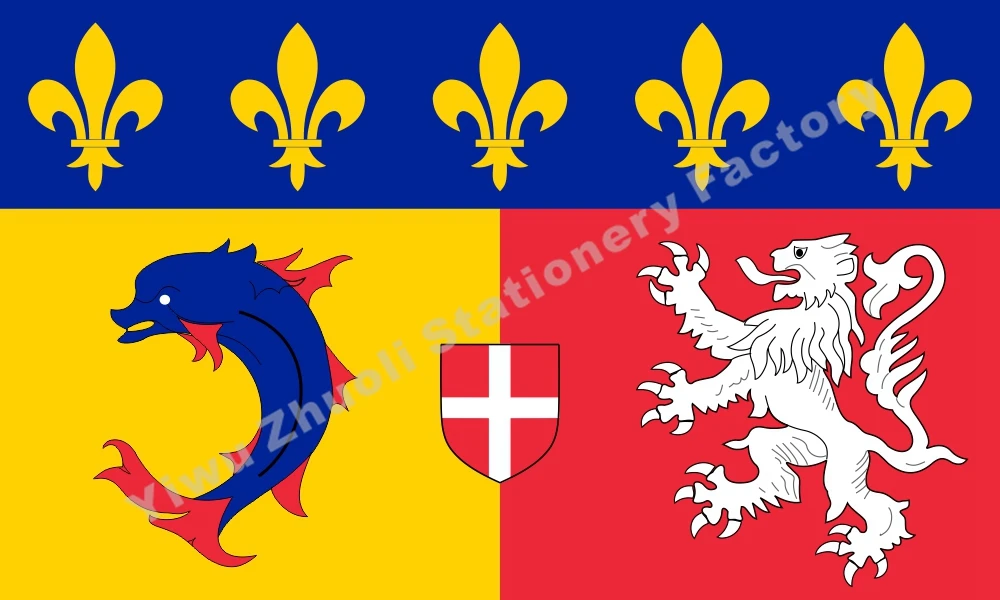 

France Rhone Alpes Flag 150X90cm (3x5FT) 120g 100D Polyester Double Stitched High Quality Banner Free Shipping