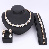african beads gold color crystal jewelry sets for women wedding dress accessories bridal set necklace bracelet earrings