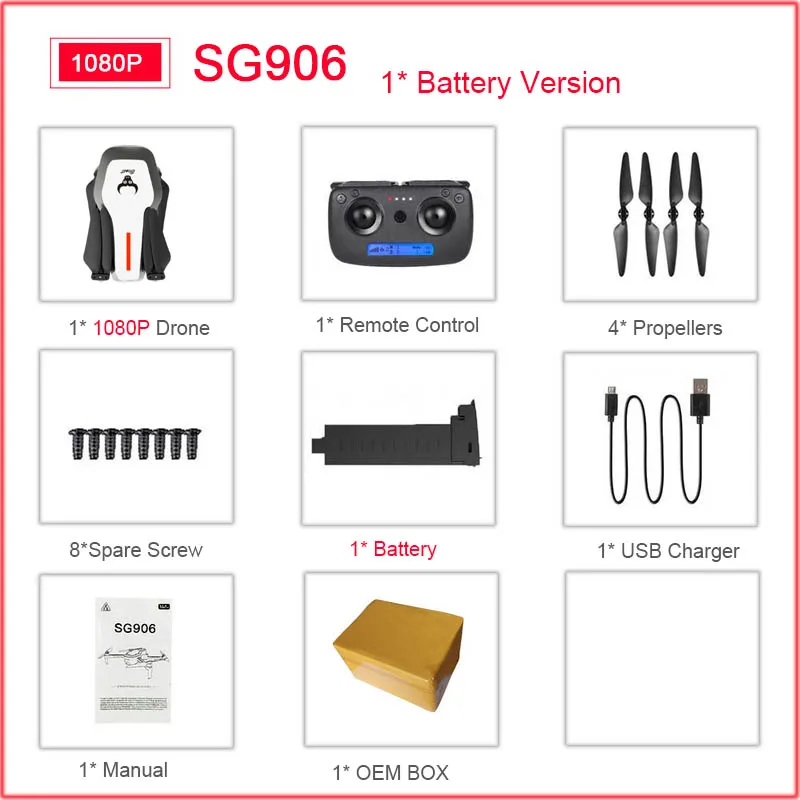 SG906 5G 1080P 4K HD WiFi камера Складная FPV игрушка, Дрон на дистанционном управлении RTF gps следить за мной/рука жестов стрельба 23 мин Время полета Вертолет - Цвет: White-1080P-1B-OEM