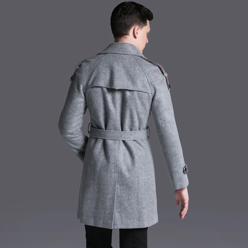 Мужское шерстяное пальто средней длины в полоску британском стиле|wool men coat|wool coat