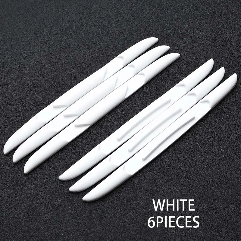 White 6PCS Защита края двери автомобиля, защита от царапин, резиновая наклейка, авто зеркало заднего вида, передний задний бампер, защитная пленка, универсальная отделка - Цвет: White 6PCS