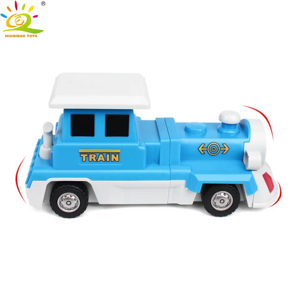 HUIQIBAO игрушки 10 шт. 10в1 магнитный поезд строительные блоки DIY полицейский самолет