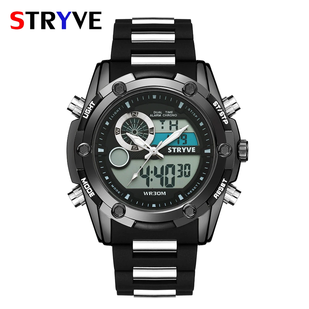STRYVE спортивные военные Для мужчин цифровые часы армия часы мужские брендовые Водонепроницаемый наручные часы светодиодный электронные ча...