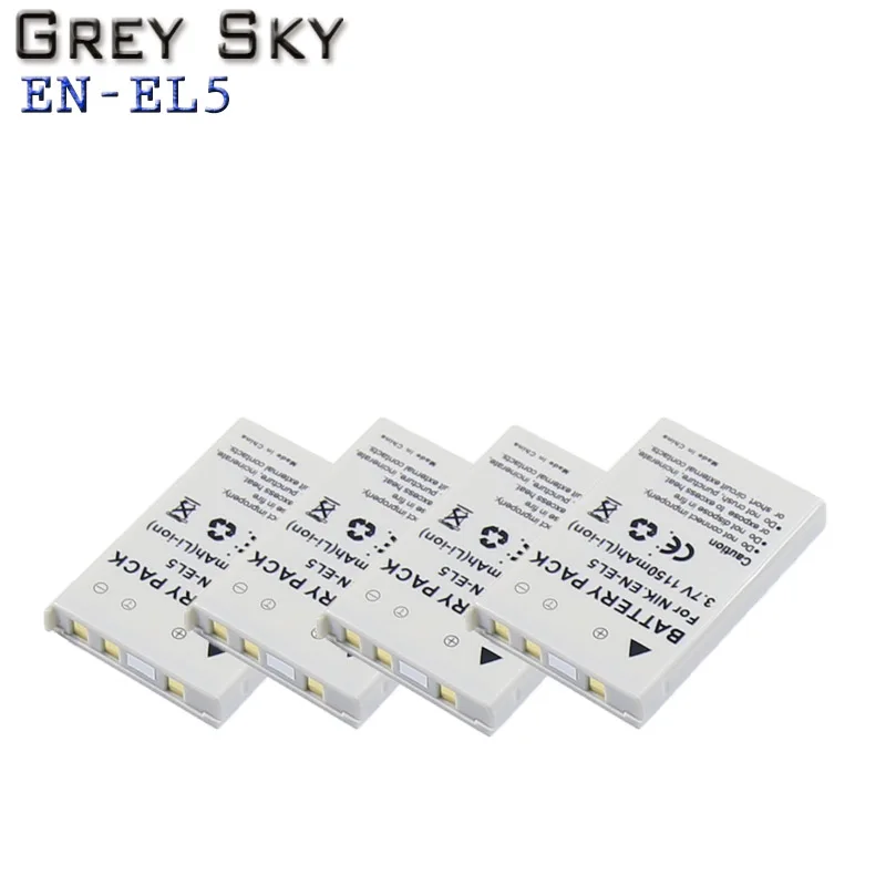 4 battery 5 шт. 1150 мА/ч, EN-EL5 цифровой Камера Батарея пакет для Nikon Coolpix P4 P80 P90 P100 P500 P510 P520 P530 P5000 P5100 5200 7900 P6000 - Цвет: 4 battery