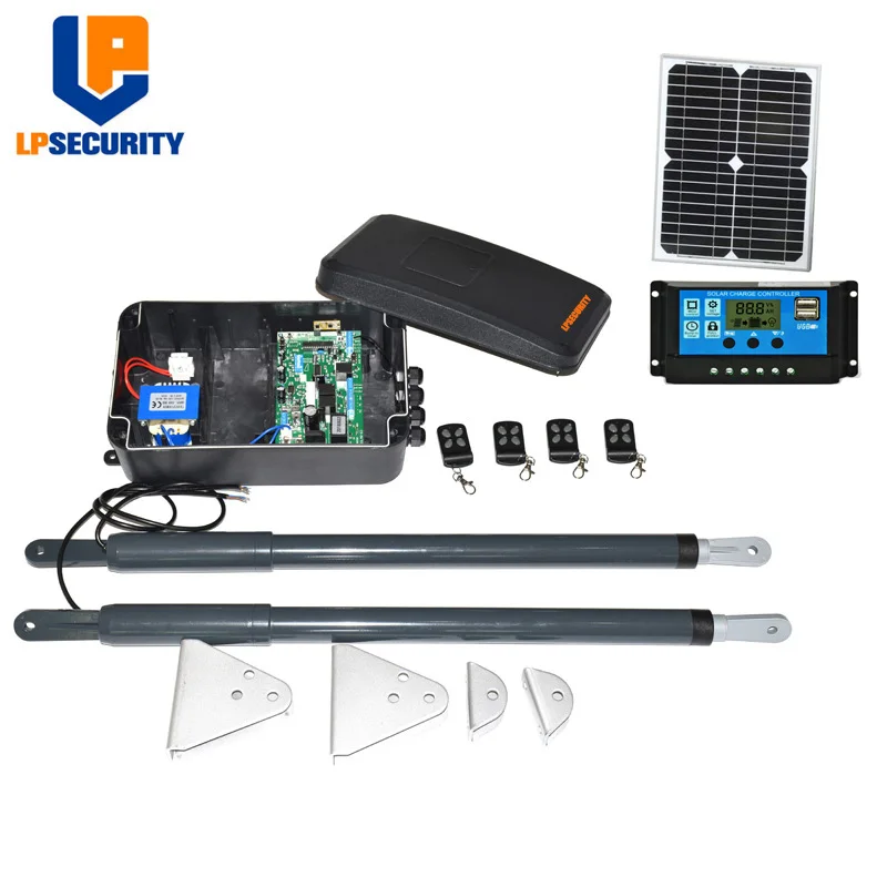 LPSECURITY DC12V пульт дистанционного управления электрический привод для распашных дверей механизм открытия y солнечная панель/контроллер фотоэлементов и 4 пультов - Цвет: set2