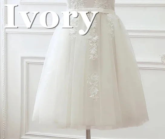 Ivory Горячая Распродажа, много цветов, а-силуэт, рукав-крылышко, тюль, кружево, Короткие вечерние платья, новинка, элегантное вечернее платье, платье для выпускного EN04K - Цвет: Ivory