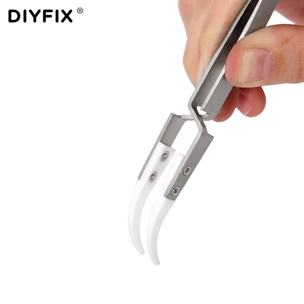 DIYFIX ESD керамический Пинцет прецизионный крест Блокировка обратного пинцета термостойкие DIY Инструменты для ремонта электронной сигареты сопротивление провода