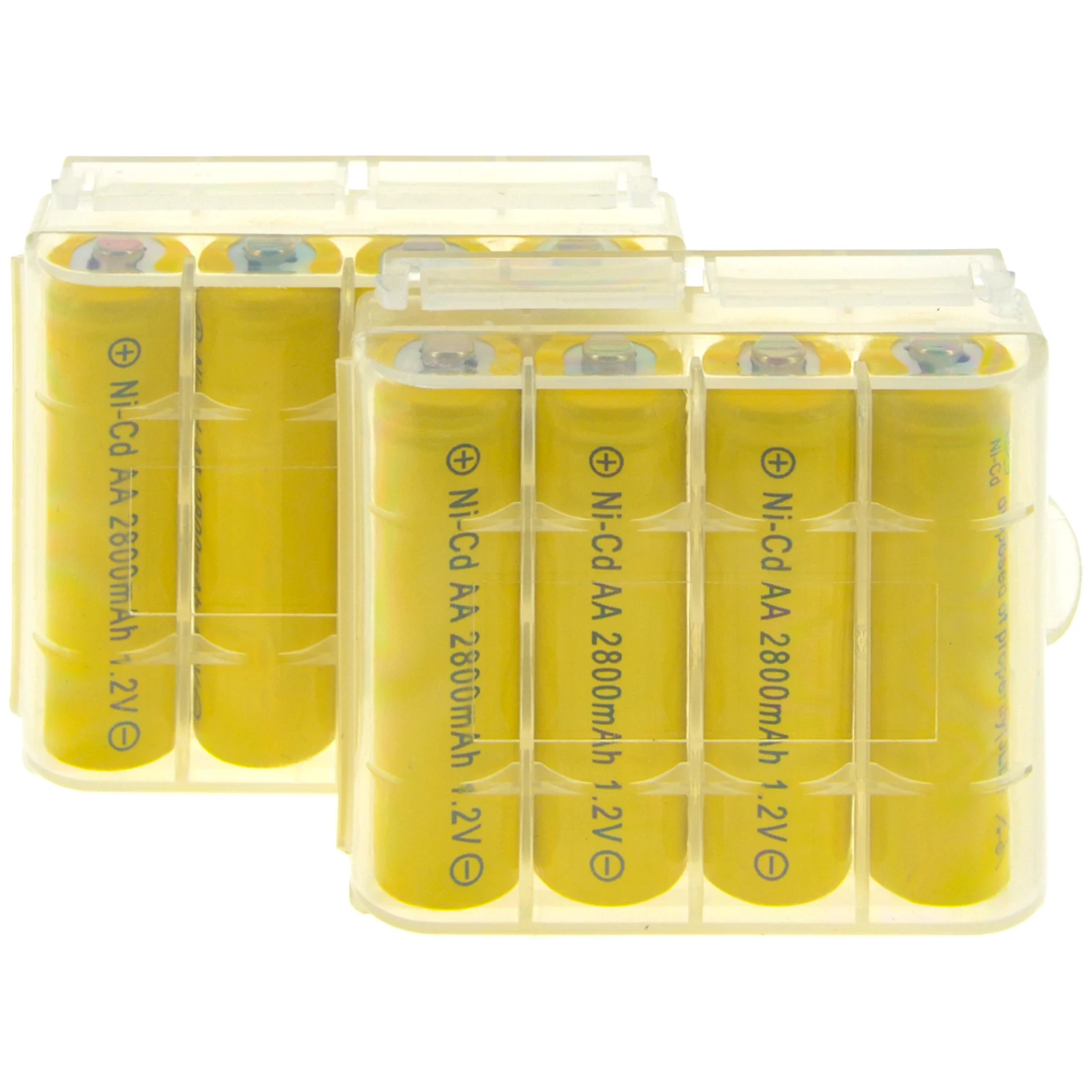 8pcs 2xcases 4/8/12/16/20/24 батарейки типа АА-гидридных и никель-кадмиевых типов аккумуляторов 2800 мА/ч, 1,2 v желтый Перезаряжаемые батареи солнечный светильник с лампой Пластик Батарея Чехол держатель - Цвет: 8pcs 2xcases