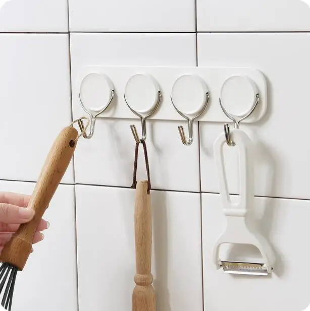 

Bathroom Round Four Hangers Kitchen Rag Long Row Hook Creative Wall Key Holder