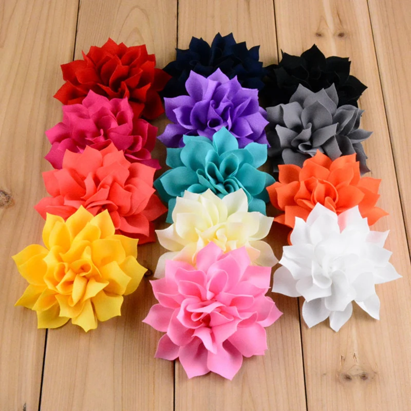 

25 pcs/lot , 8cm sharp corner lotus chiffon FLower for Apparel Hair fashion Accessories other accessories DIY headwear