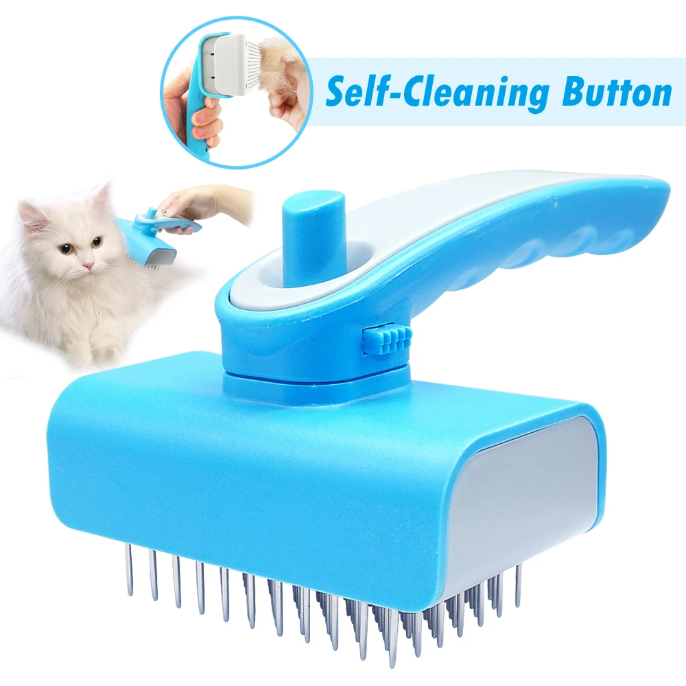 Самоочищающаяся расческа для собак и кошек вычесывания шерсти домашних животных