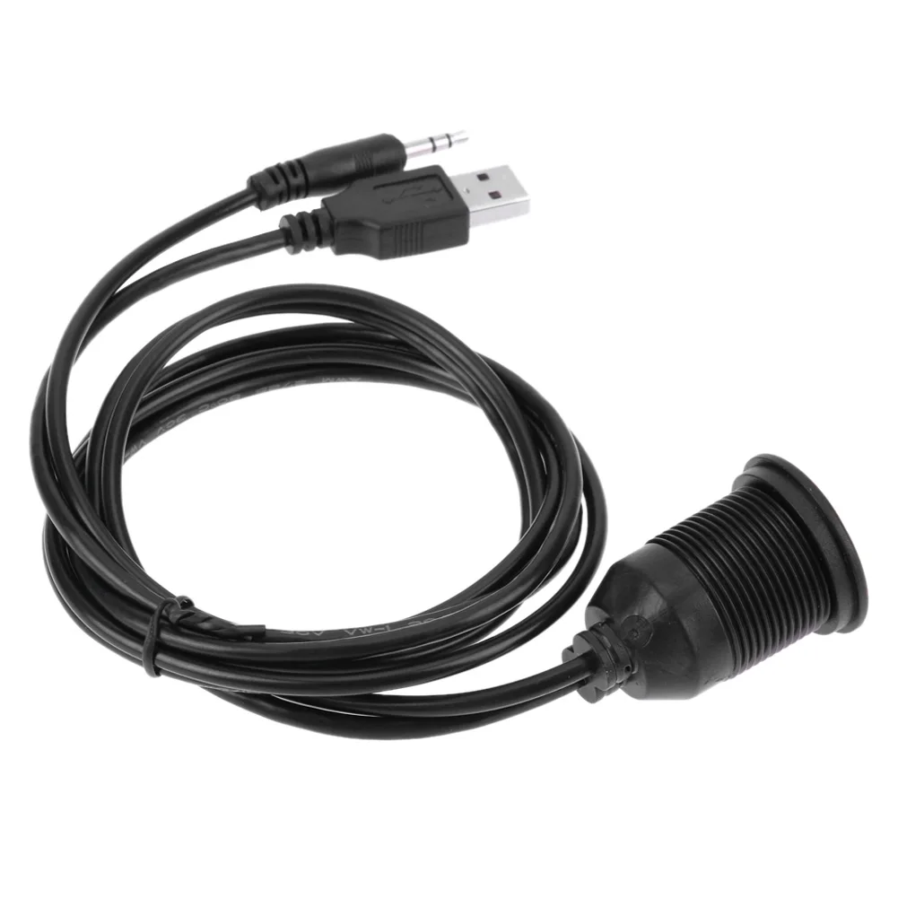 Кабель-удлинитель VODOOL для приборной панели автомобиля USB 2 0 3 5 мм AUX черный