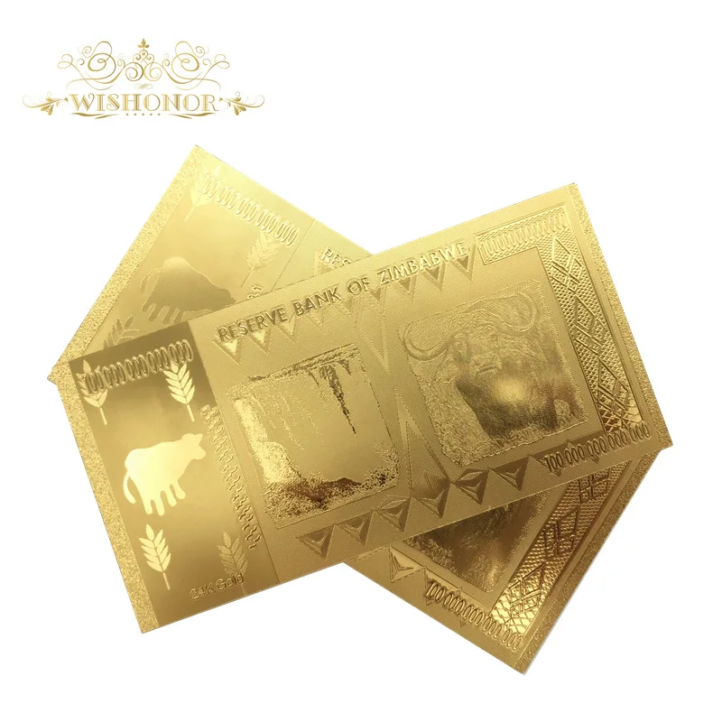 1000 шт./лот хорошая Золотая банкнота в Зимбабве сто трлн. долларов 24k позолоченная искусственная бумага
