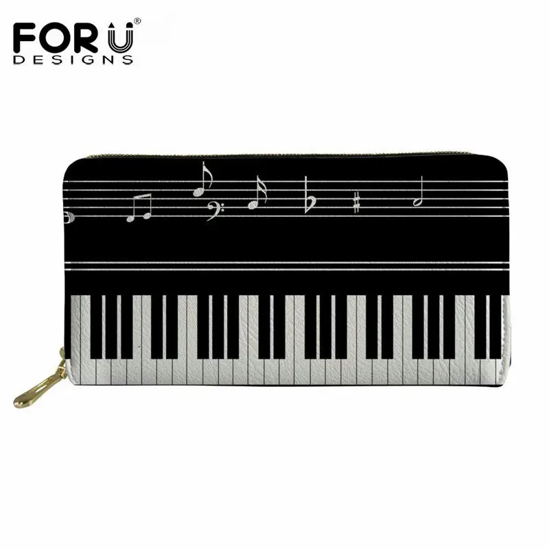 FORUDESIGNS/пианино, музыка, нота с принтом для женщин и мужчин кошелек модные кожаные длинные кошельки на молнии монета держатель для карт клатч Carteras Girl - Color: H7388Z21
