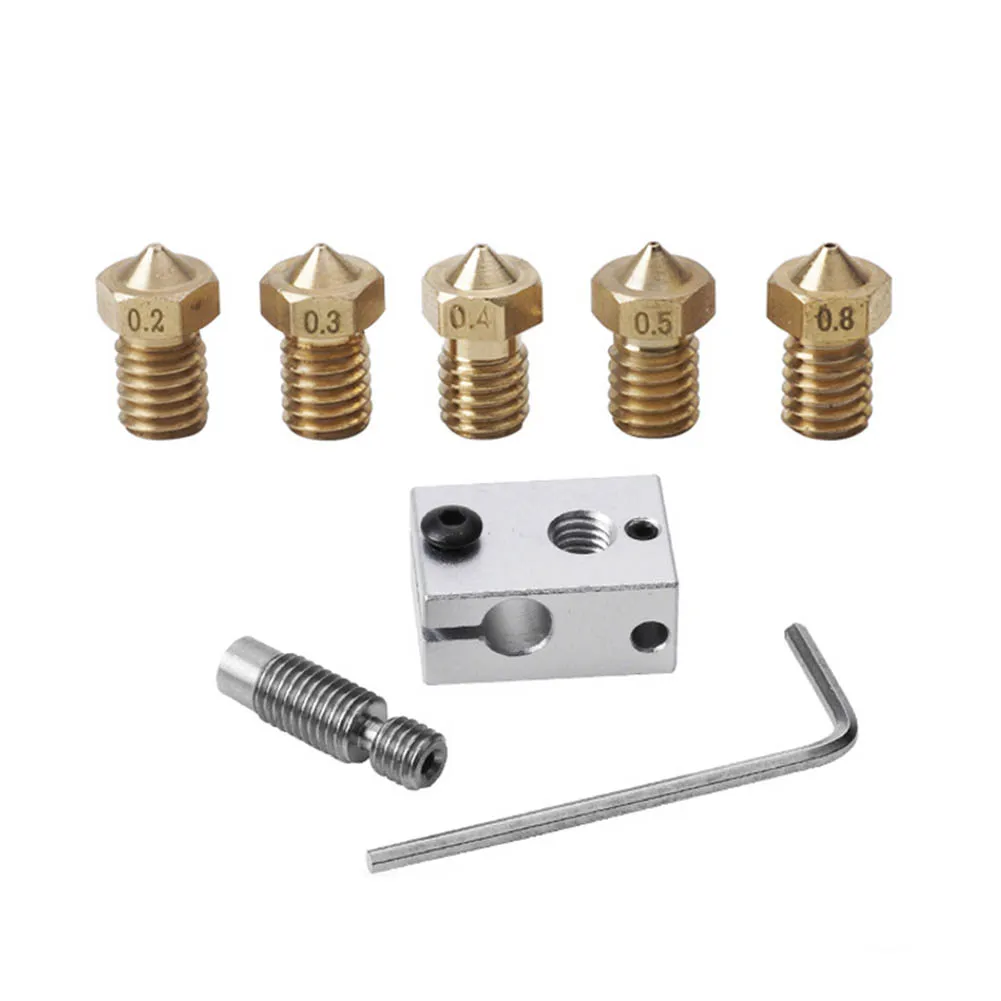 Heater Block+Copper Nozzle+ Tube Set for V6 3D Extruder HotEnd PT100 Sensor Cartridge JLRJ88 | Компьютеры и офис