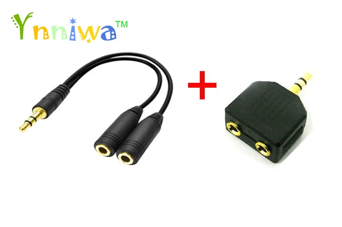 

1pcs 3.5mm 1 in 2 couples audio line +1pcs Y Splitter Cable Cord Headset Headphone Earphone Splitter For Tablet Phone MP3 MP4