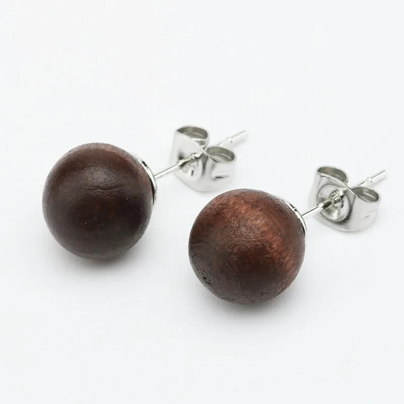 1 пара унисекс мужские деревянные серьги-гвоздики 10 мм коричневые в стиле панк