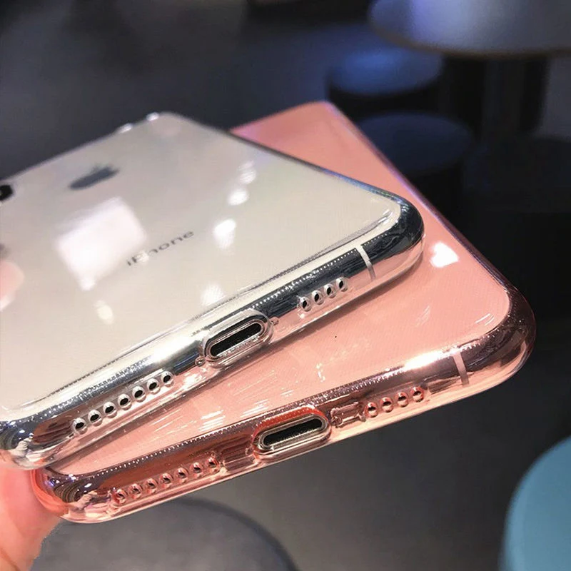 Прозрачный мягкий силиконовый чехол для iPhone XS Max XR X противоударный ярких цветов 7