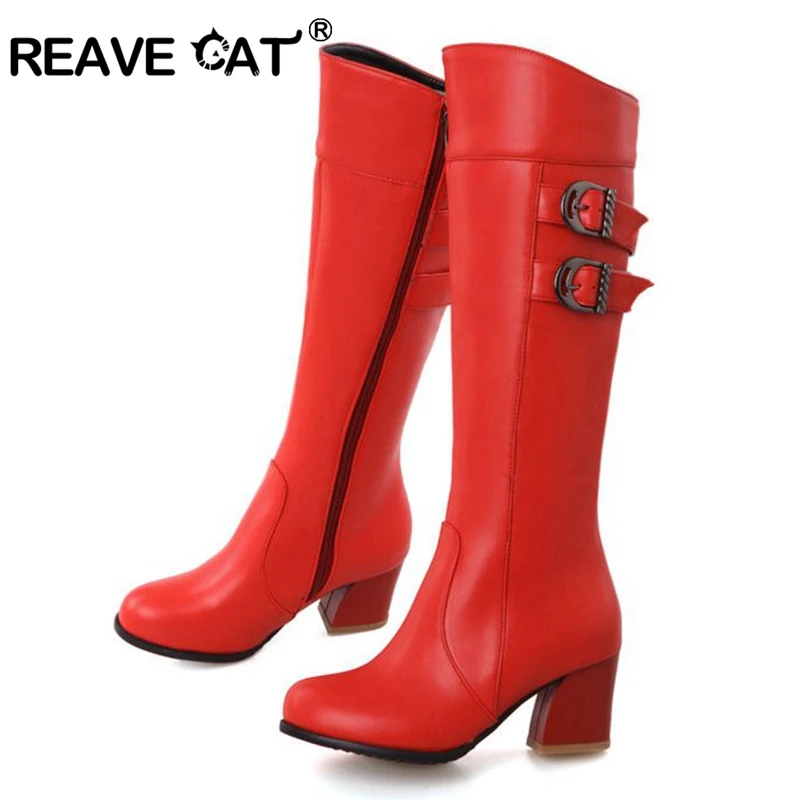 Женские сапоги до колена REAVE CAT Новые осенне зимние больших размеров 30 52