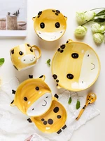 eecamail cartoon animal shape childrens bowl baby meal plate creative infant cute bowl set 5 pieces steak dish snack plate