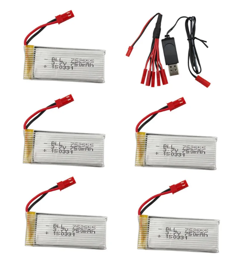 5in1 JST порт Li-Po 3 7 V 750mAh наборы батарей для DFD F181 F187 F163 H12C WLtoys V686 Quadcopter RTF | Игрушки и
