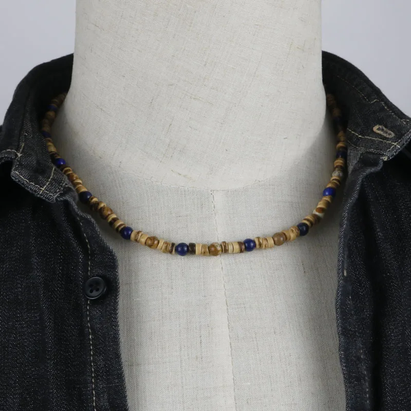 2018 винтажные Этнические украшения мужское ожерелье из бисера лазурита и