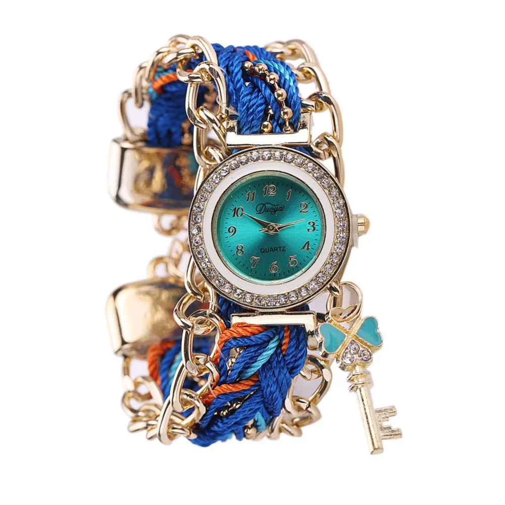 Новинка 2018 женские ручные часы с плетением роскошные браслетом золотыми