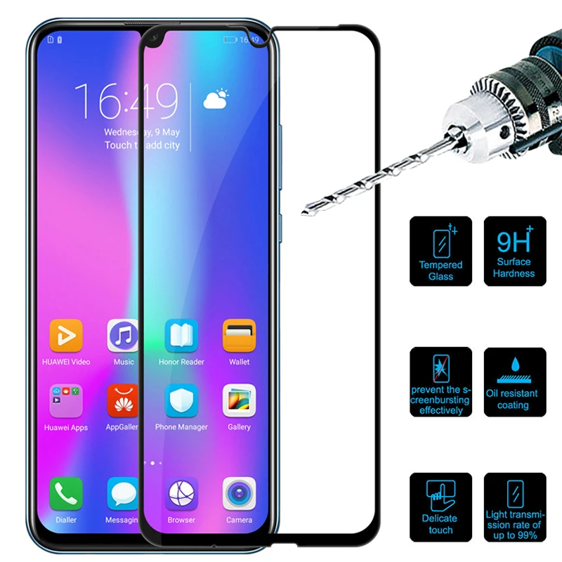 Защитное стекло для Huawei Honor 10 9 lite light life полное покрытие защита экрана закаленное