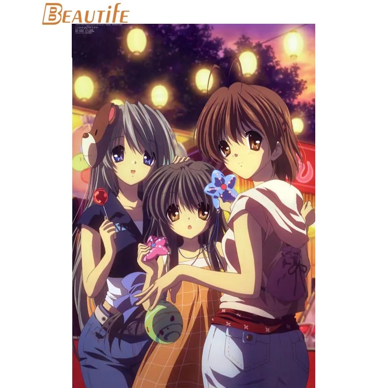 Пользовательские Clannad аниме плакат ткань Шелковый украшения дома настенный