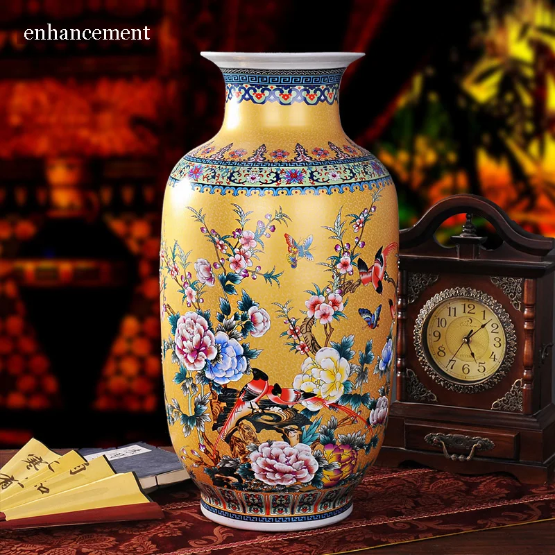 Роскошный античный фарфор Jingdezhen эмалированная напольная ваза большая китайское