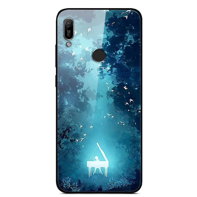Для huawei Y6 Prime чехол из закаленного стекла чехол твердая задняя крышка чехол для телефона для huawei Y6 Y6 Prime TPU бампер чехол s
