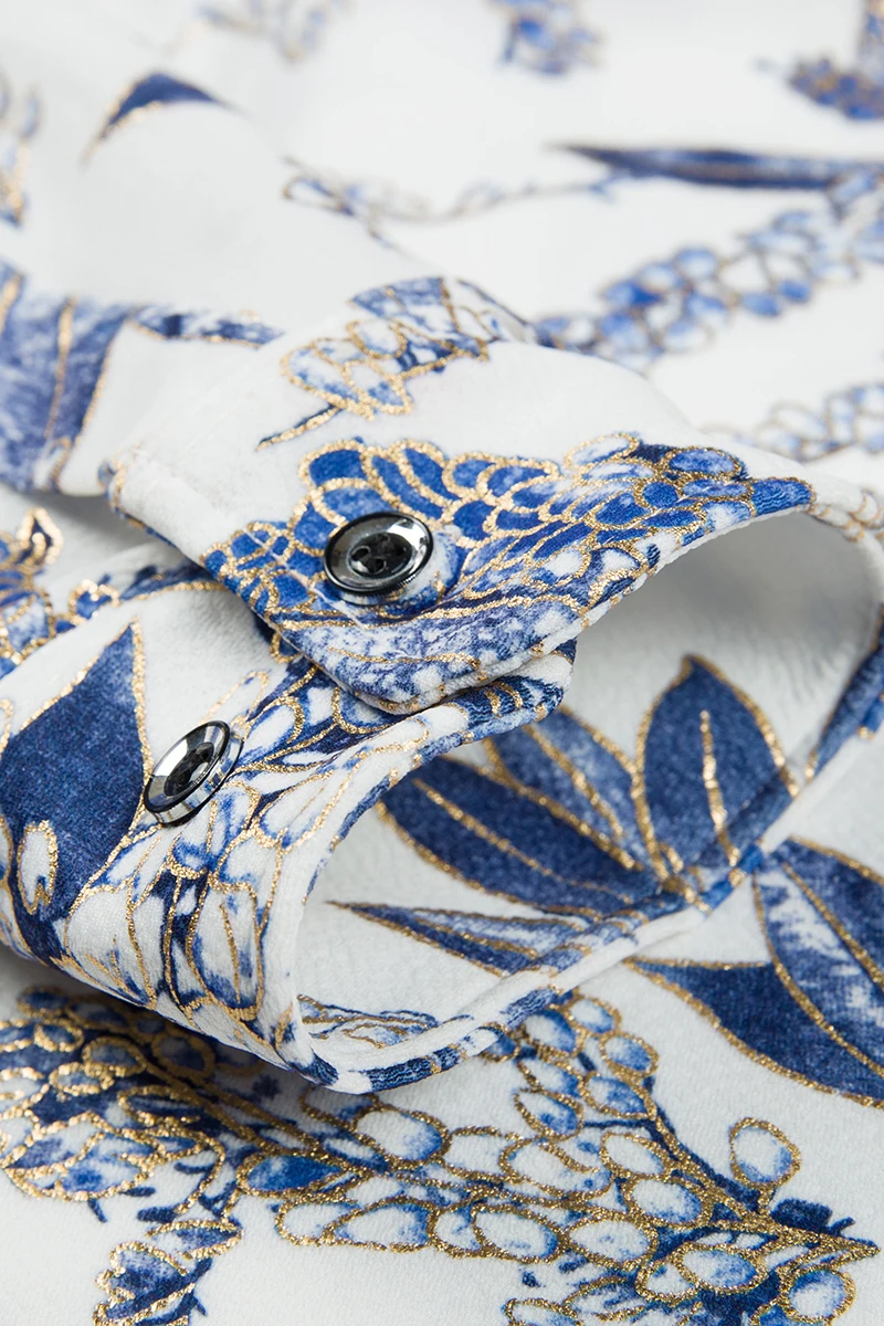 Мужская рубашка с цветочным принтом LONMMY Повседневная длинными рукавами большого