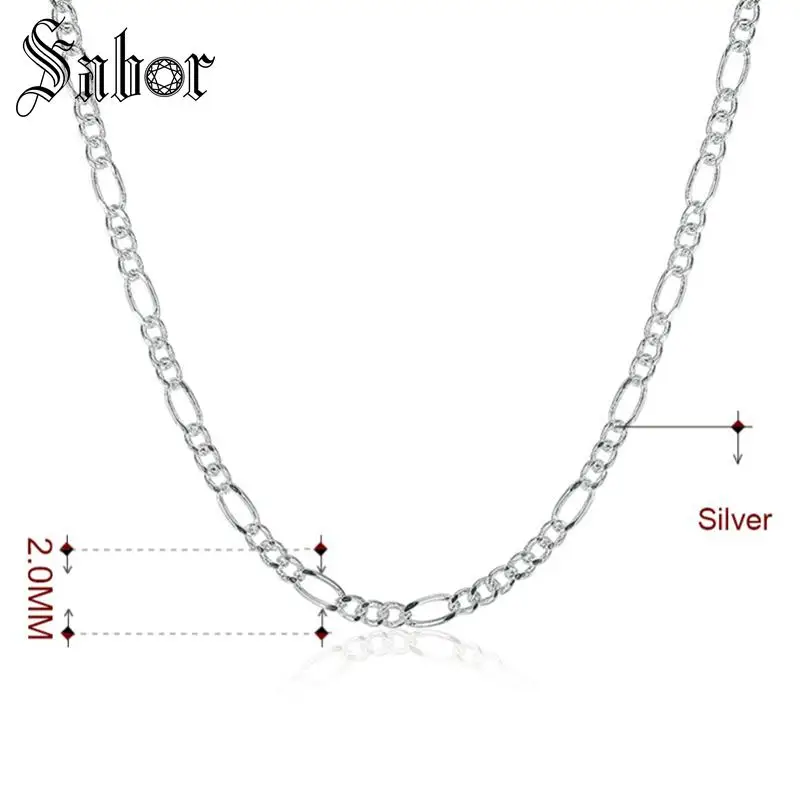 2 мм геометрические Фигаро цепи ожерелье карьера серебряный цвет для мужчин и