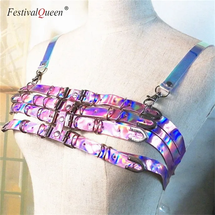 Rose Gold Top FestivalQueen Женская Сексуальная Лазерная ПУ майка Модная голографическая ручная работа пэчворк открытая спина кроп Топы Вечеринка клуб одежда для леди - Цвет: Rose Gold Top
